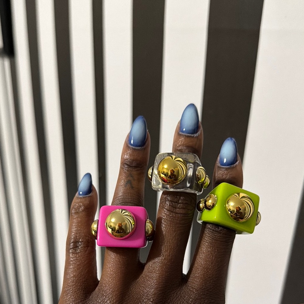 Gold and Pink Statement Rings